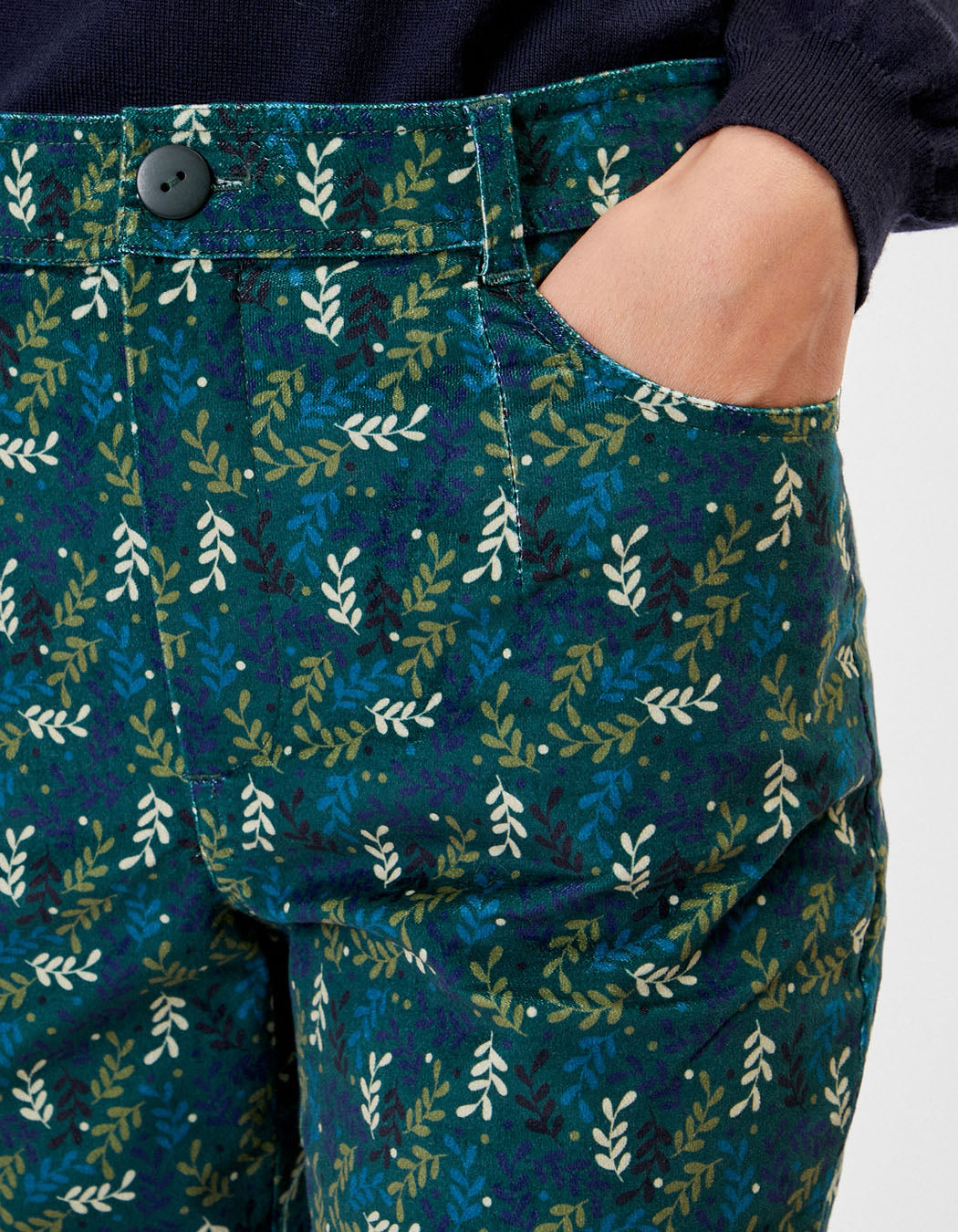 Pantalon droit velours imprimé stretch GILS