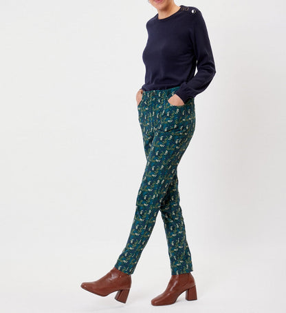 Pantalon droit velours imprimé stretch GILS