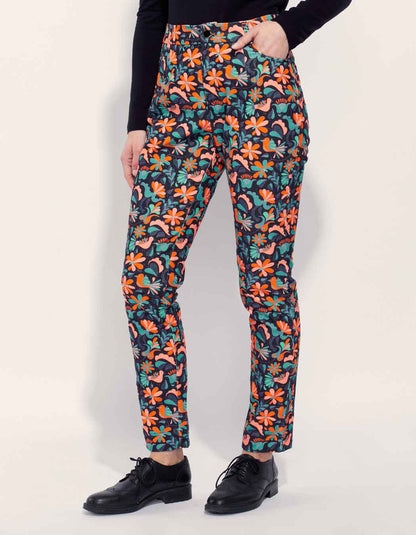 Pantalon velours lisse imprimé cigarette MARITA