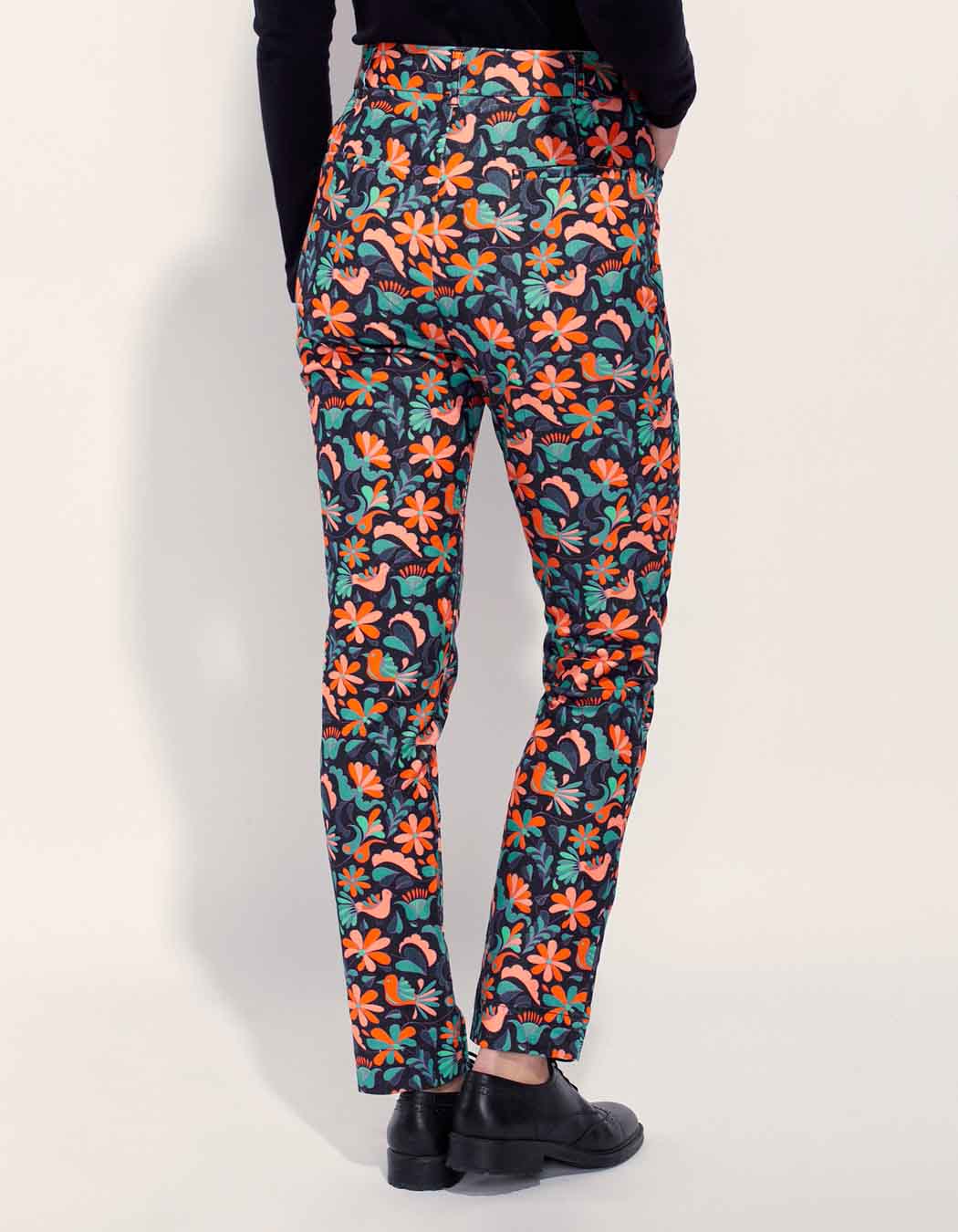 Pantalon velours lisse imprimé cigarette MARITA