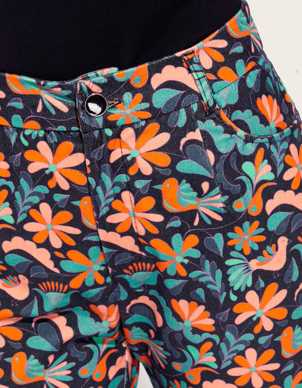 Pantalon velours lisse imprimé cigarette MARITA