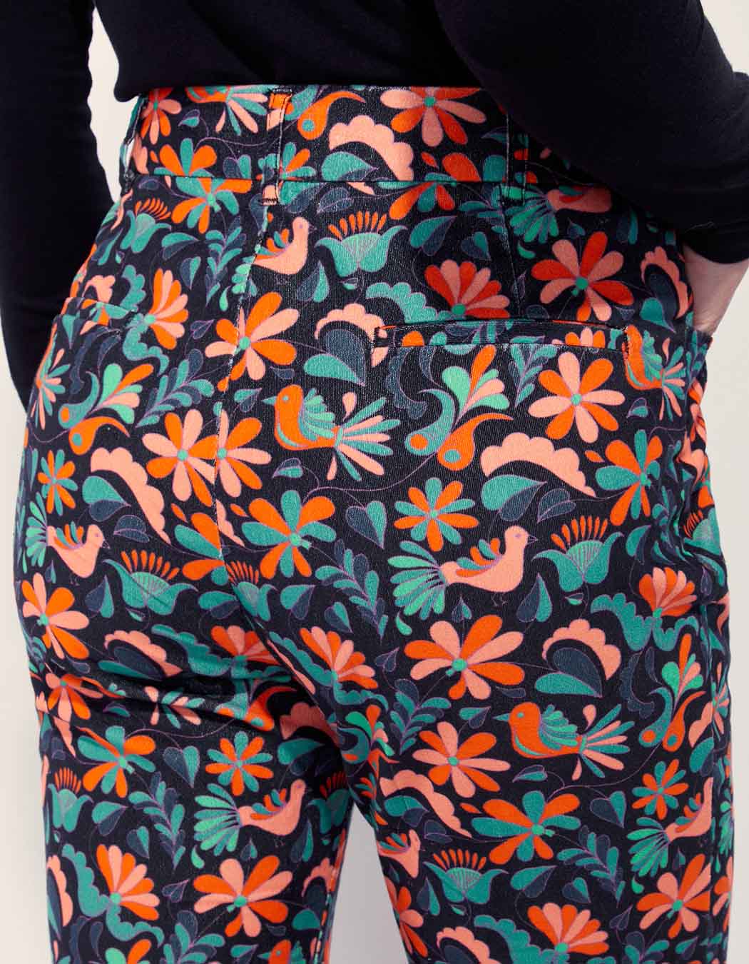 Pantalon velours lisse imprimé cigarette MARITA