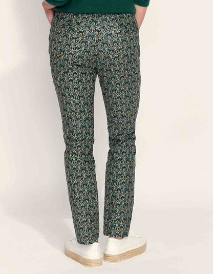 Pantalon velours lisse imprimé cigarette MARITA