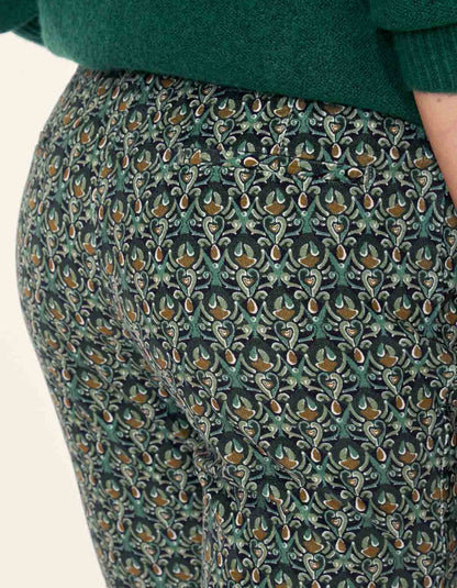 Pantalon velours lisse imprimé cigarette MARITA