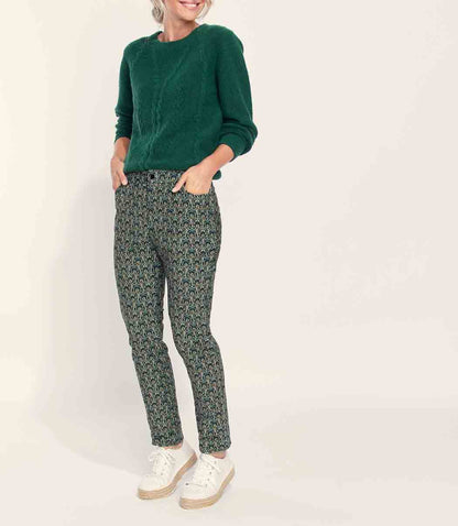 Pantalon velours lisse imprimé cigarette MARITA