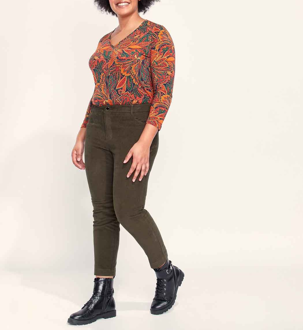 Pantalon velours côtelé uni cigarette MARITA