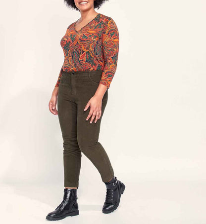 Pantalon velours côtelé uni cigarette MARITA
