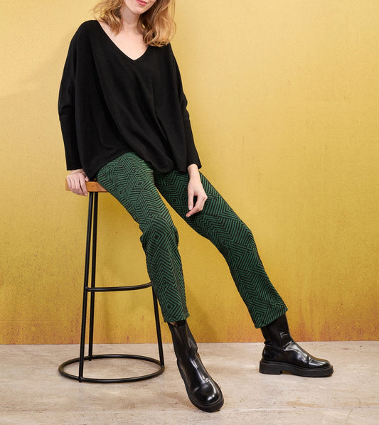 Pantalon droit maille souple à motifs SACHIN
