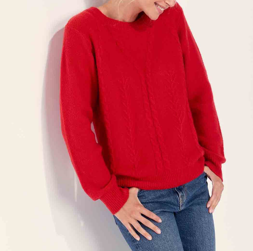 Pull fantaisie col rond uni MONA