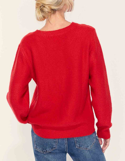 Pull fantaisie col rond uni MONA
