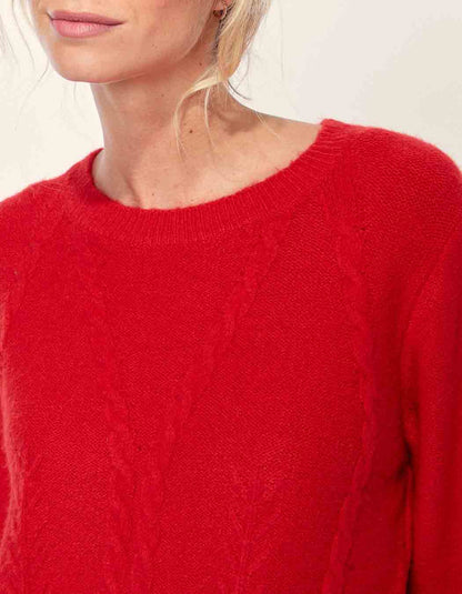 Pull fantaisie col rond uni MONA
