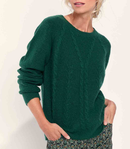 Pull fantaisie col rond uni MONA