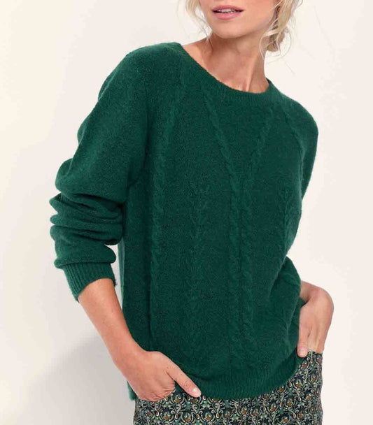 Pull fantaisie col rond uni MONA