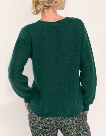 Pull fantaisie col rond uni MONA