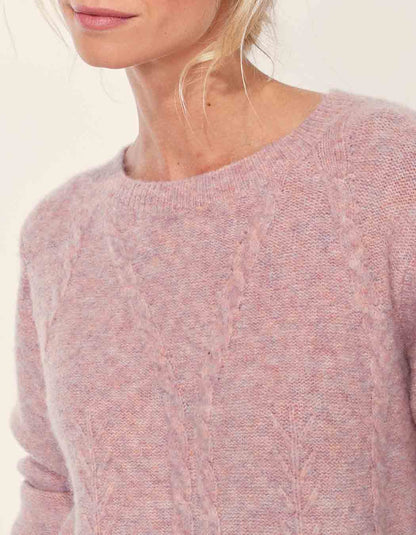 Pull fantaisie col rond uni MONA