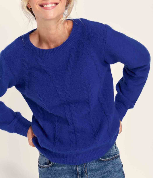 Pull fantaisie col rond uni MONA