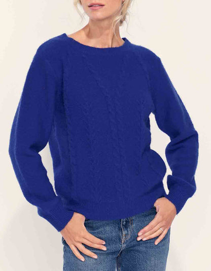 Pull fantaisie col rond uni MONA