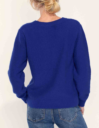 Pull fantaisie col rond uni MONA