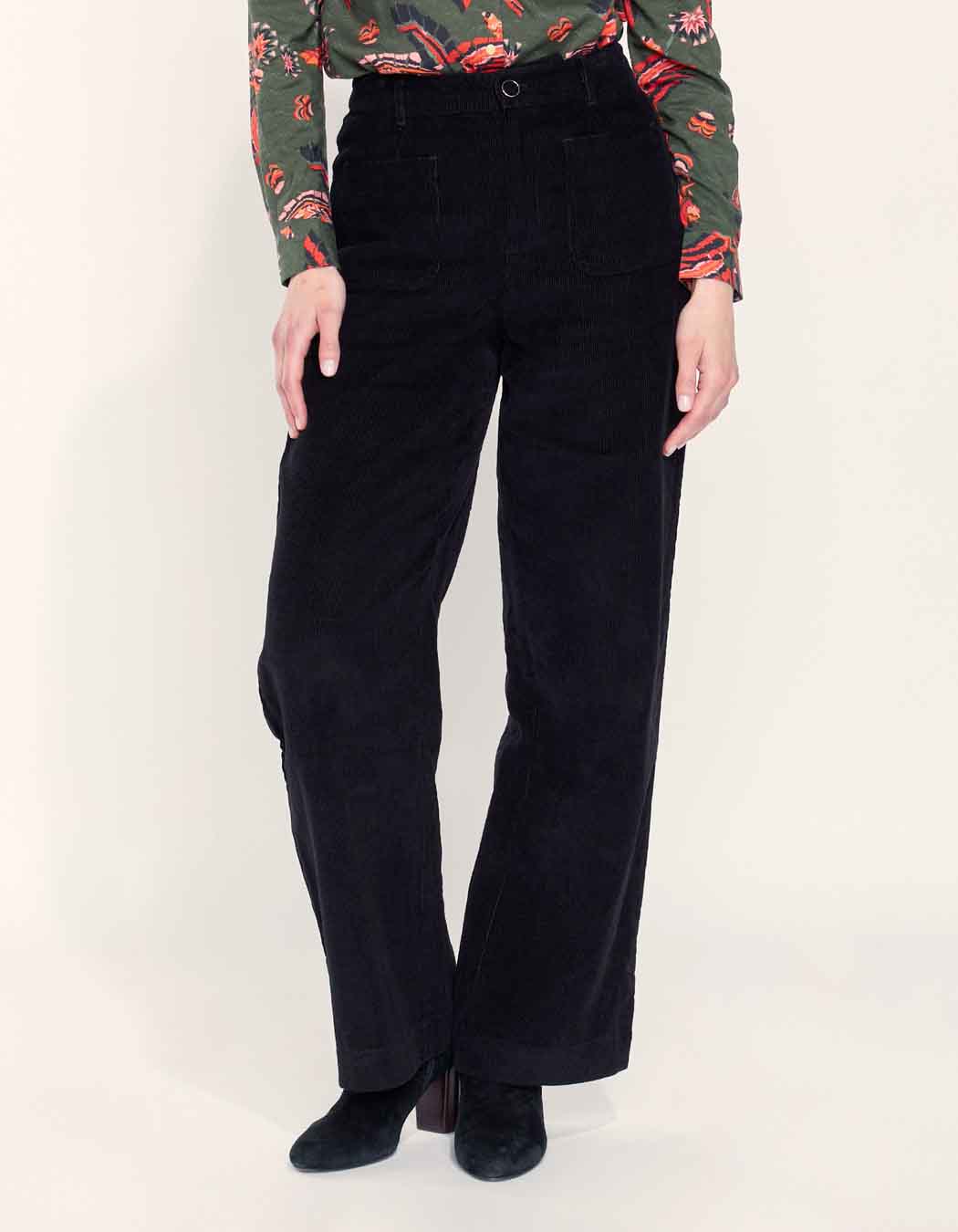 Pantalon large velours côtelé uni SAYA