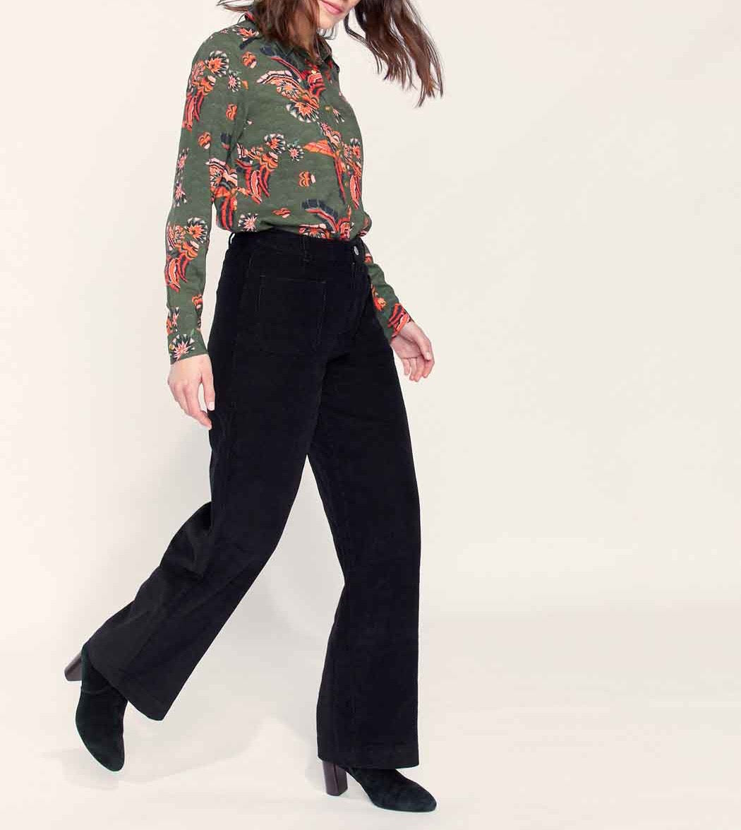 Pantalon large velours côtelé uni SAYA