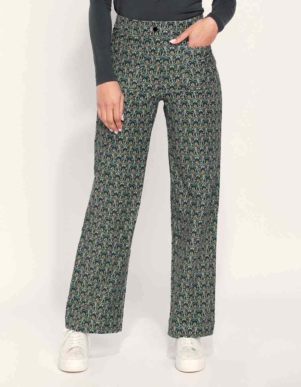 Pantalon large imprimé velours lisse SAYA