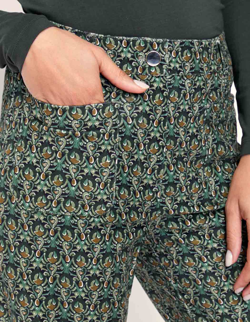 Pantalon large imprimé velours lisse SAYA
