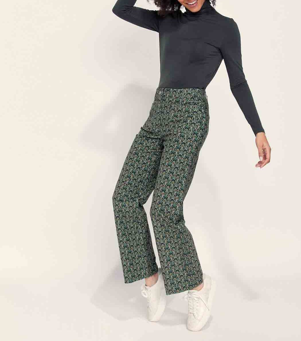 Pantalon large imprimé velours lisse SAYA