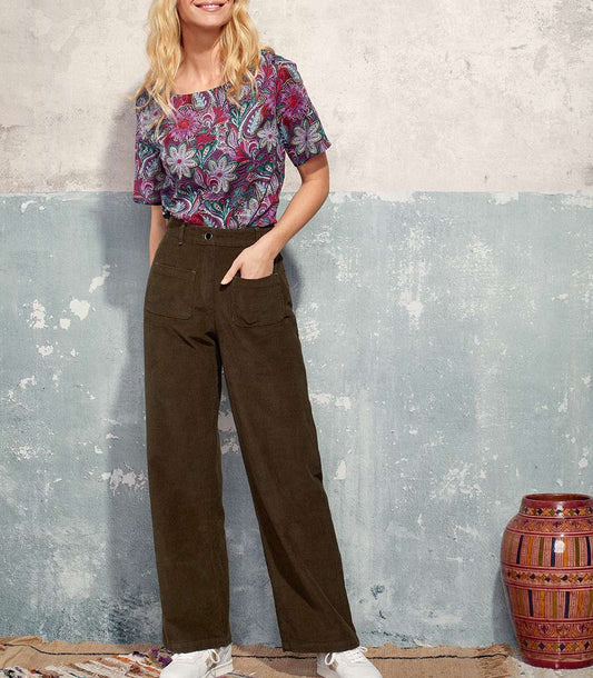 Pantalon large imprimé velours lisse SAYA