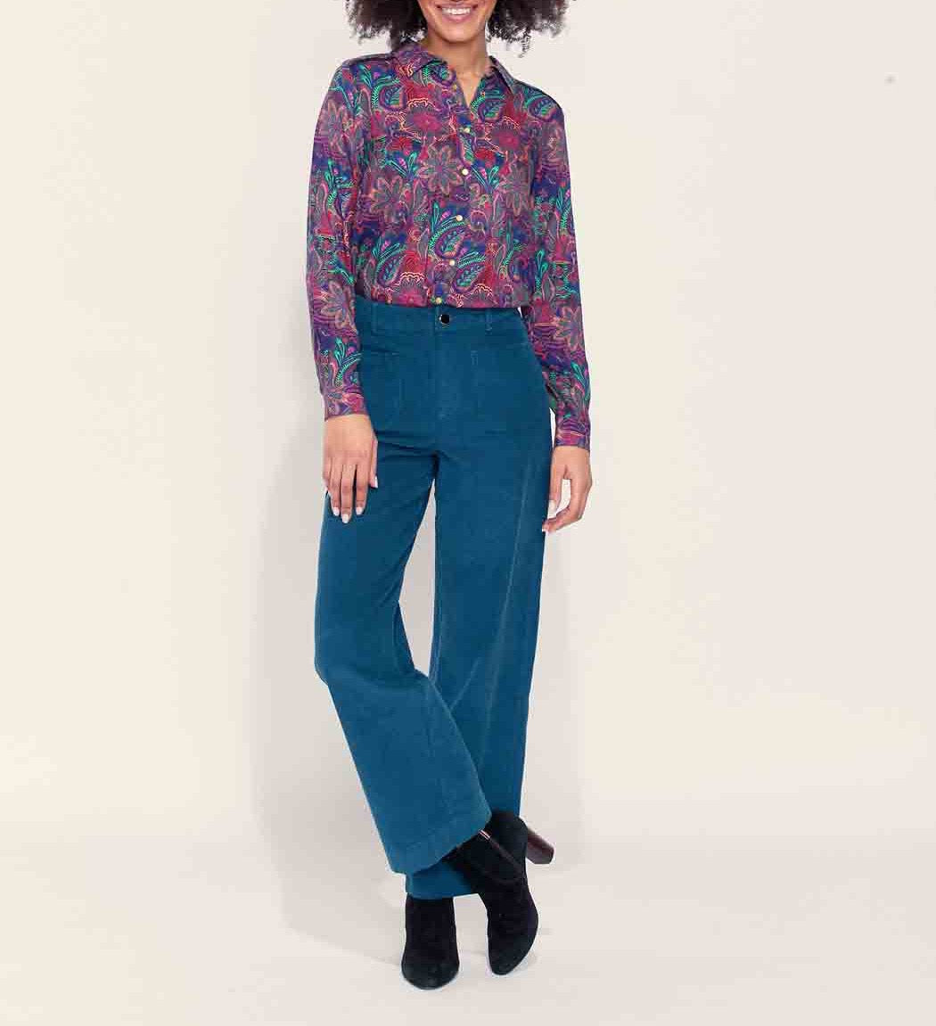 Pantalon large velours côtelé uni SAYA