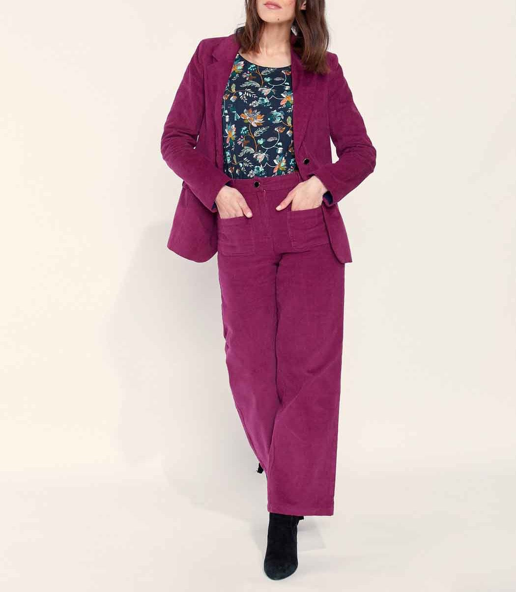 Pantalon large velours côtelé uni SAYA