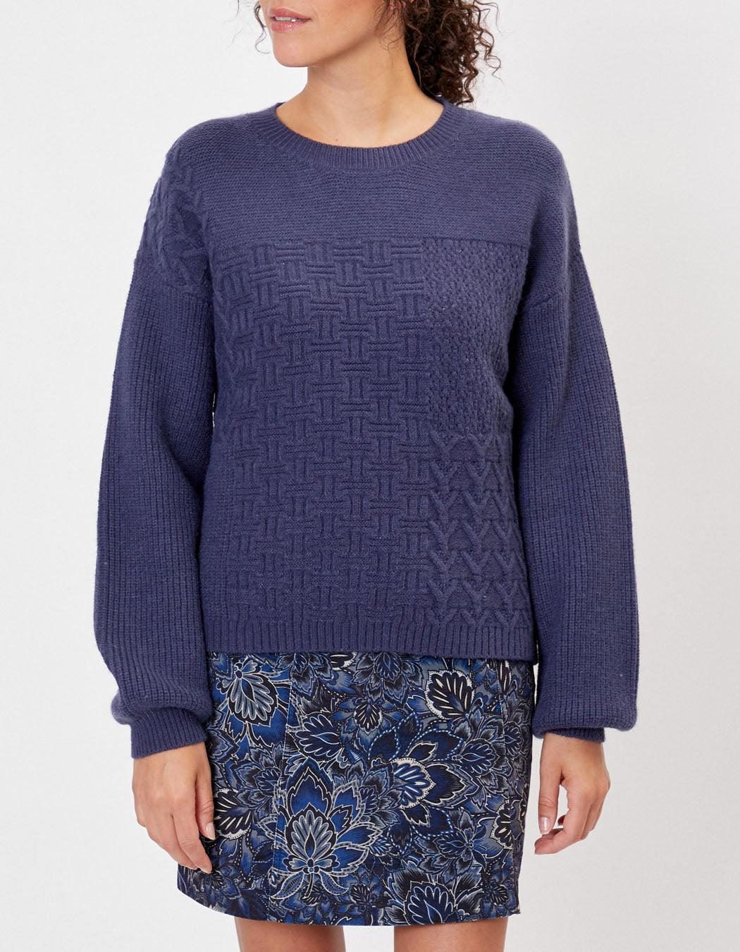 Pull patchwork col rond SVEA