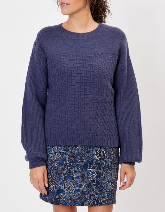 Pull patchwork col rond SVEA