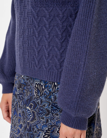 Pull patchwork col rond SVEA