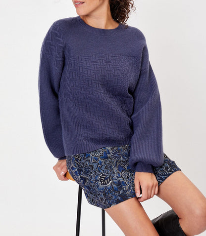 Pull patchwork col rond SVEA
