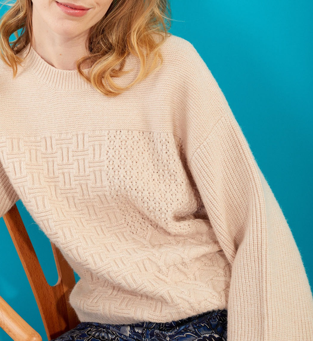 Pull patchwork col rond SVEA