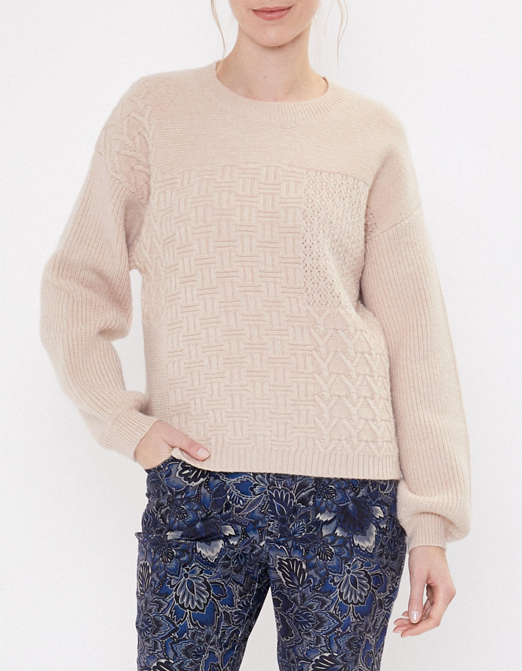 Pull patchwork col rond SVEA