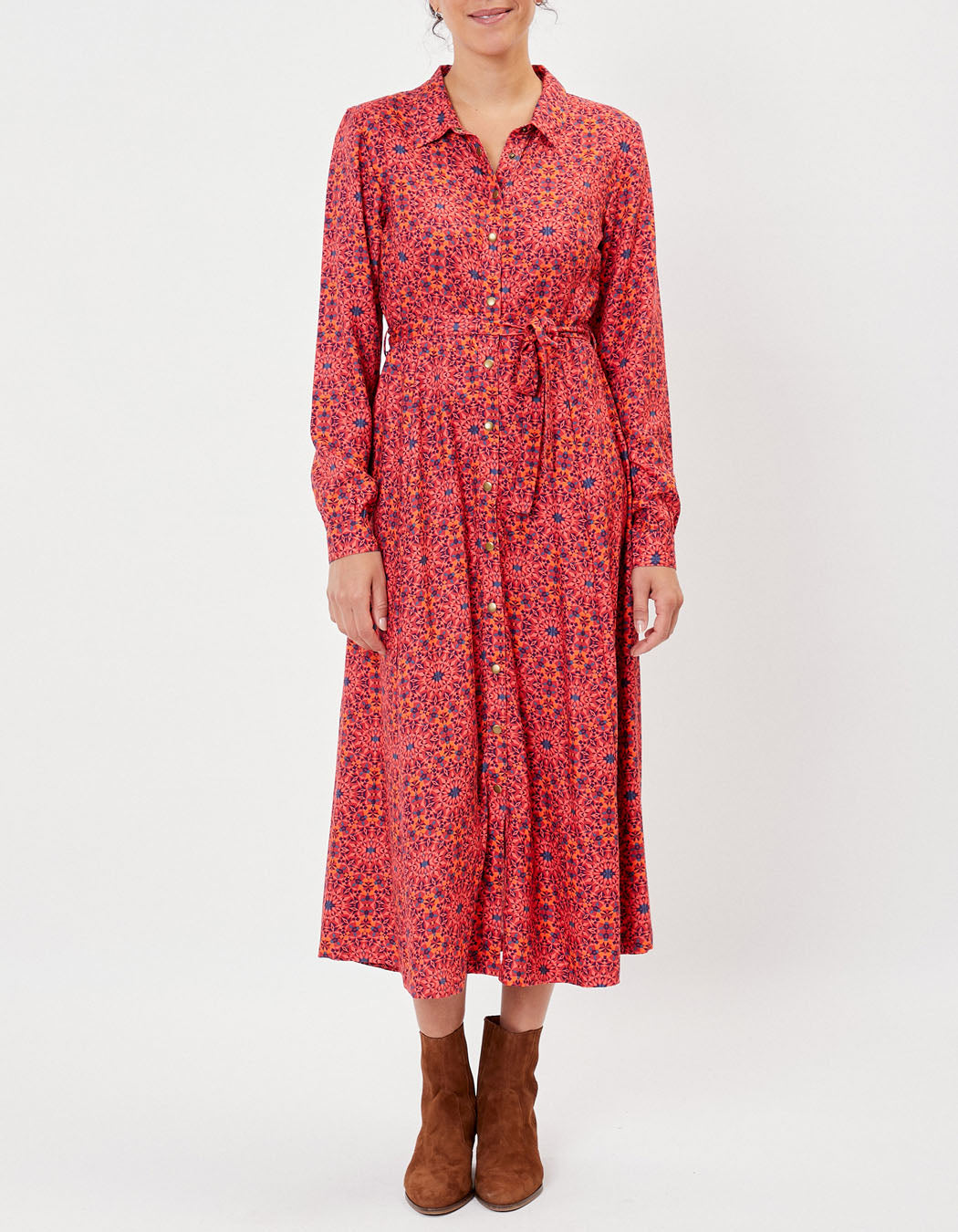 Robe chemise imprimée coupe midi ANNA