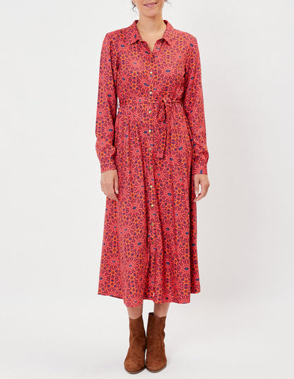 Robe chemise imprimée coupe midi ANNA