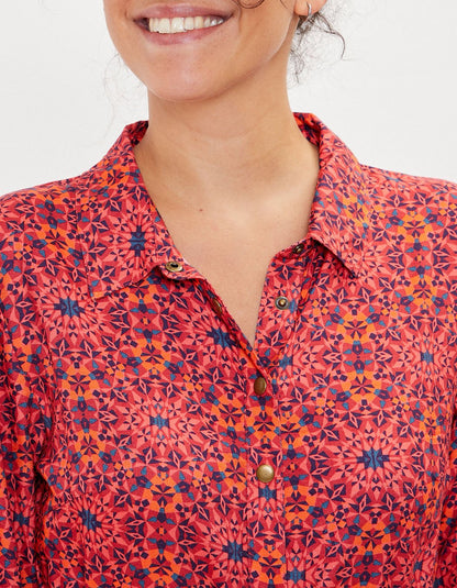 Robe chemise imprimée coupe midi ANNA