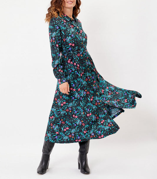Robe chemise imprimée coupe midi ANNA