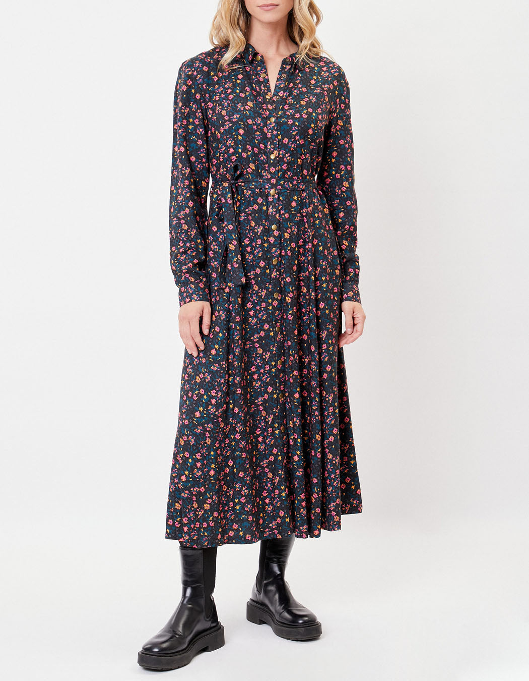 Robe chemise imprimée coupe midi ANNA