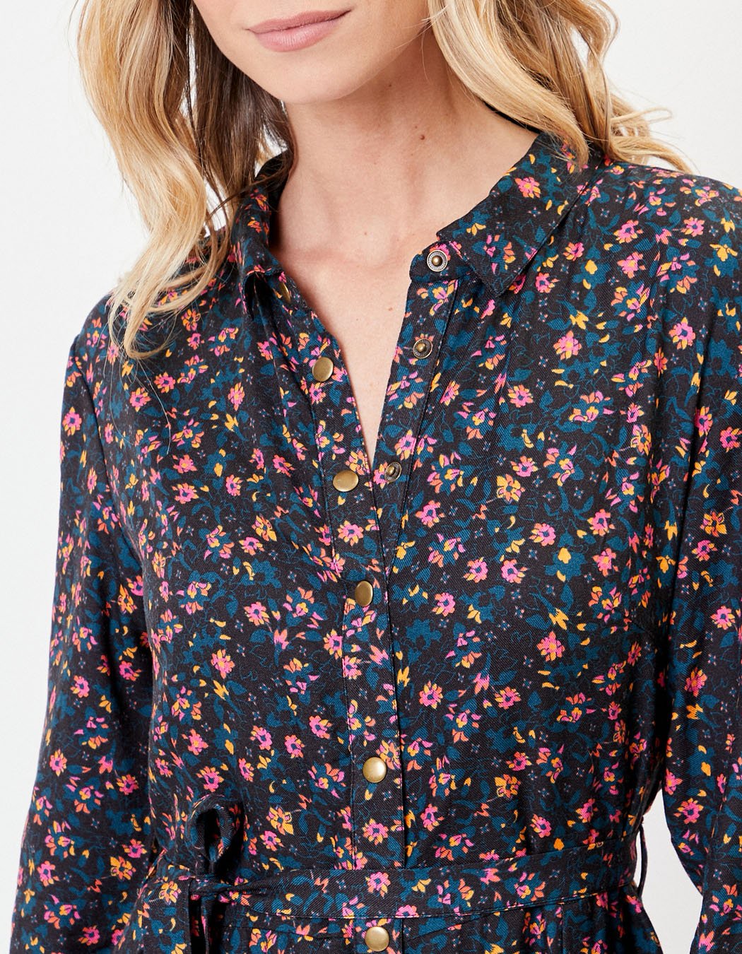 Robe chemise imprimée coupe midi ANNA