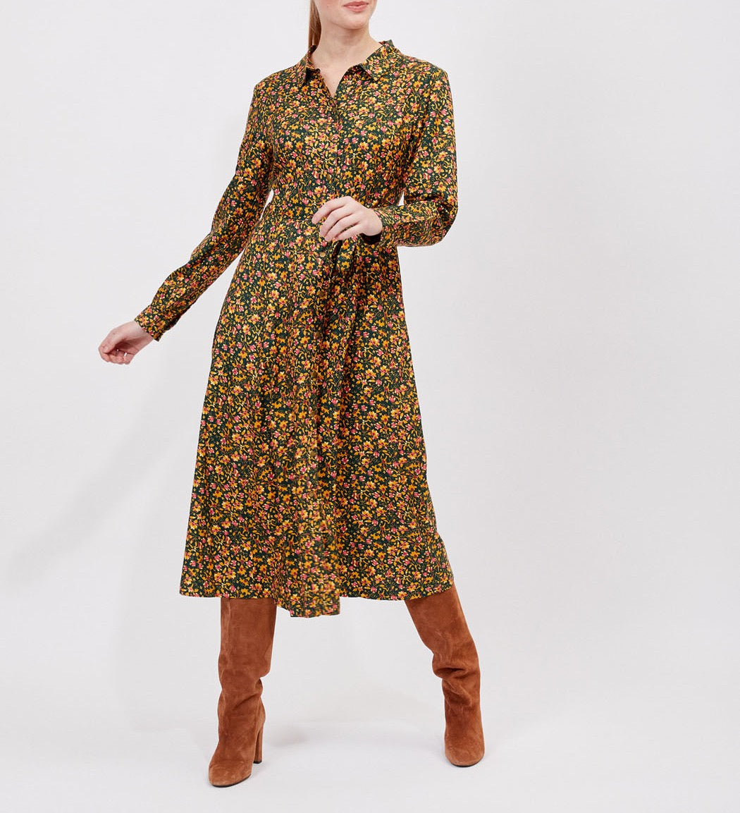 Robe chemise imprimée coupe midi ANNA