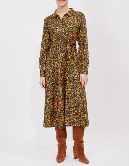 Robe chemise imprimée coupe midi ANNA