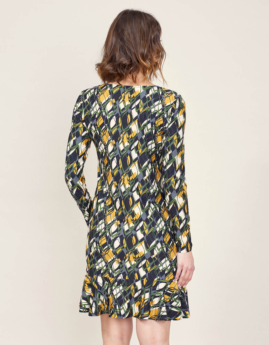Robe imprimée trapèze peau de pèche ENKA