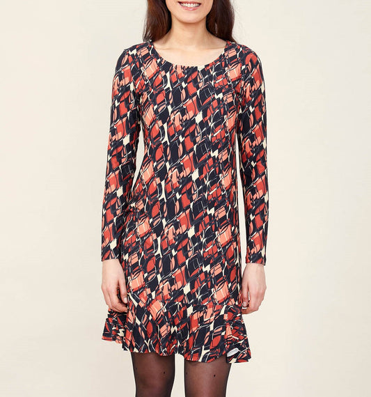 Robe imprimée trapèze peau de pèche ENKA