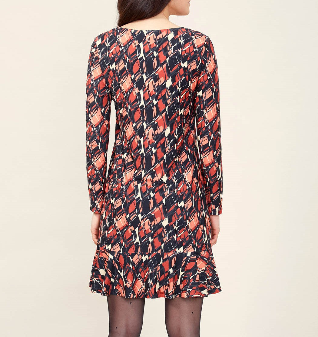 Robe imprimée trapèze peau de pèche ENKA
