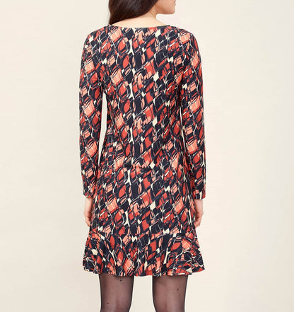 Robe imprimée trapèze peau de pèche ENKA