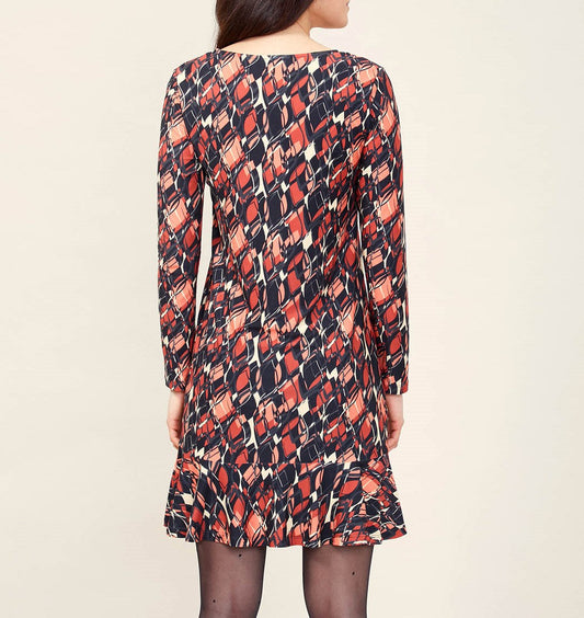 Robe imprimée trapèze peau de pèche ENKA