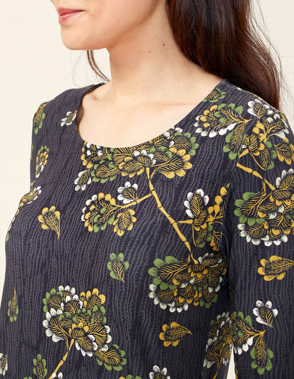 Robe imprimée trapèze peau de pèche ENKA